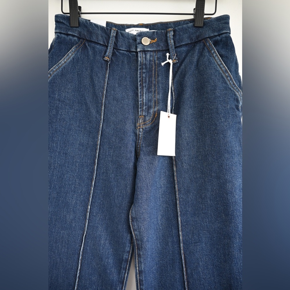 Good American "Pintuck Trouser" Jeans, New With Tags, Size 0 - Picture 5 of 8